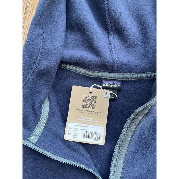 Patagonia Microdini Cropped Hoodie Pullover Fleece New Navy Planet Pink Kids’ XL - Picture 2 of 5
